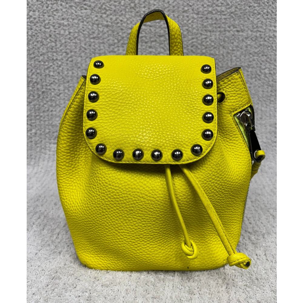 Rebecca Minkoff Yellow Pebbled Leather Backpack Purse AS IS #79621